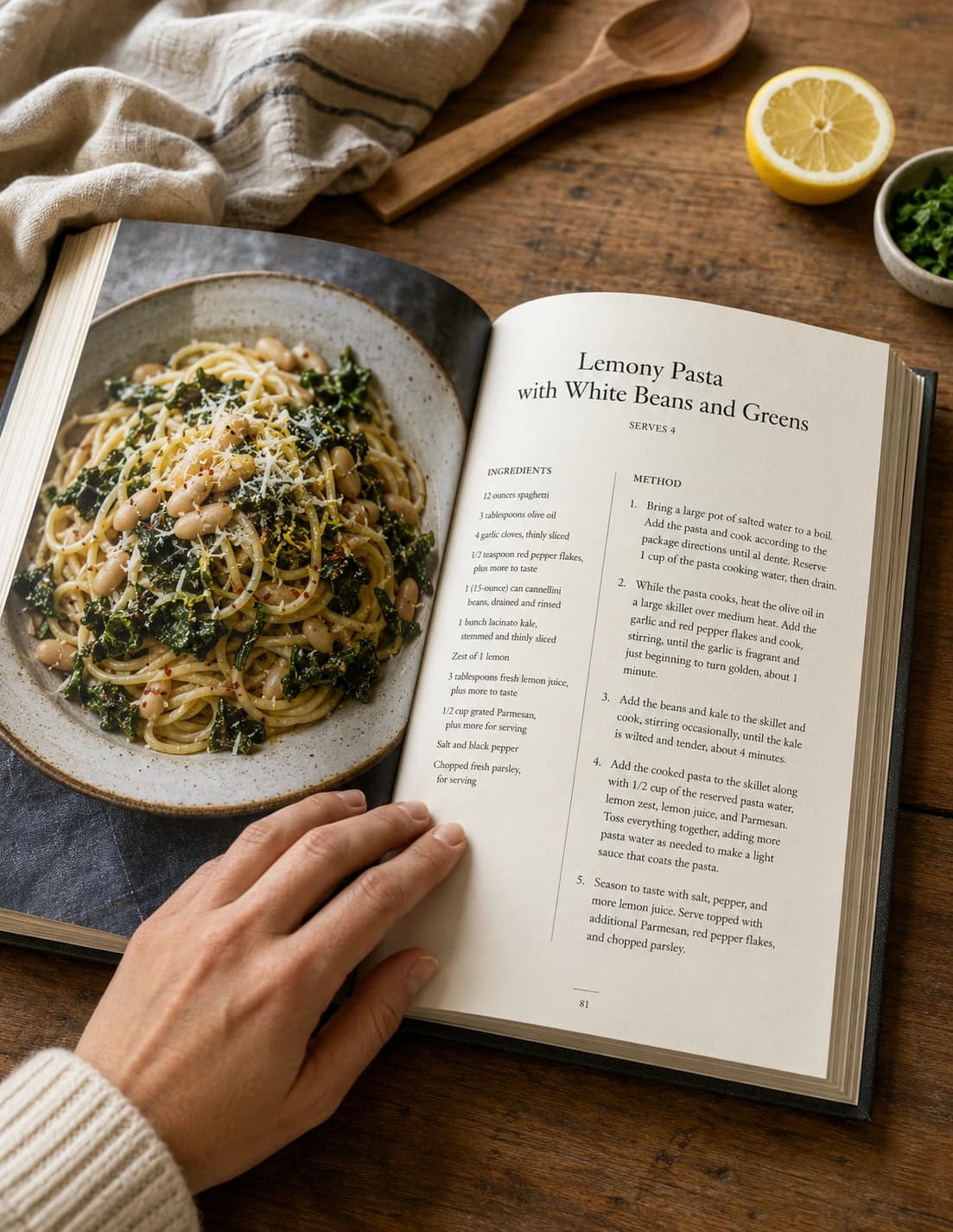 Close-up of cookbook print quality and binding